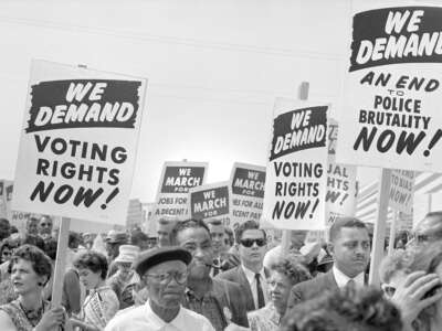 Protesters participate in the March on Washington for Jobs and Freedom in Washington, D.C., on August 28, 1963.