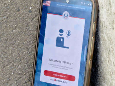 The CBP One app login screen.