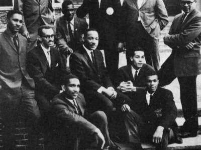 Martin Luther King Jr. (center) poses with members of the Student Nonviolent Coordinating Committee.