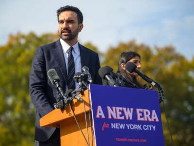 Mayor-Elect Zohran Mamdani speaks during a press conference at the Unisphere on November 05, 2025 in the Queens borough of New York City.