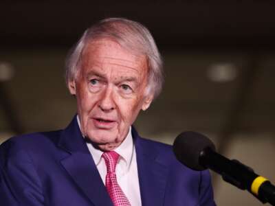 Sen. Ed Markey (D-Massachusetts) speaks during the ICE Out for Good Protest at the U.S. Customs and Border Protection Office on January 13, 2026 in Washington, D.C.