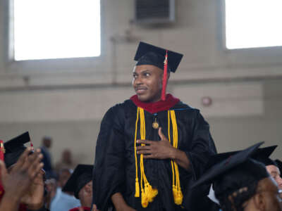 Eric Watkins at his college graduation, Stateville Correctional Center, May 2023.