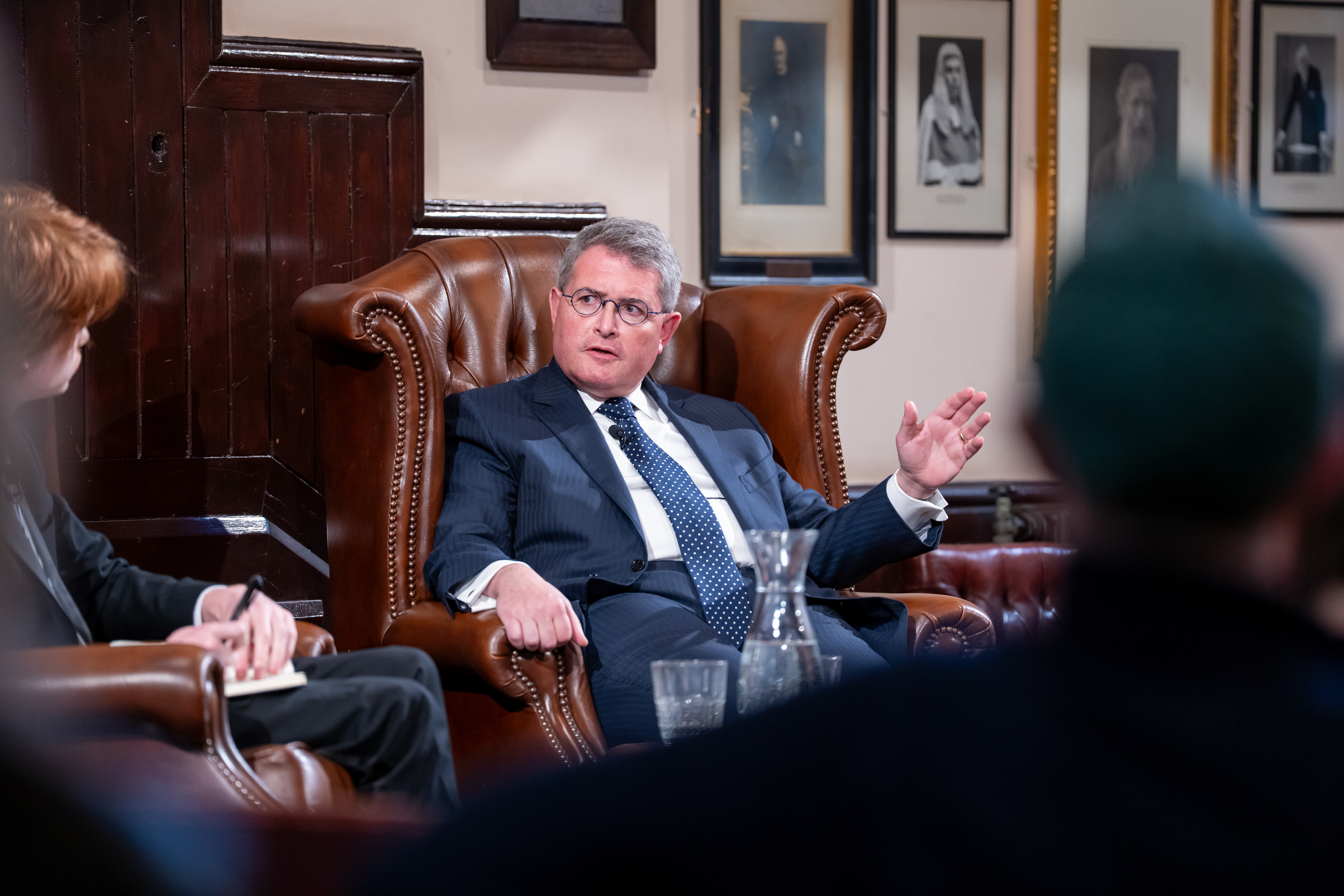 Leonard Leo, co-chairman of the Federalist Society board of directors, speaks at The Cambridge Union on March 11, 2025, in Cambridge, United Kingdom.