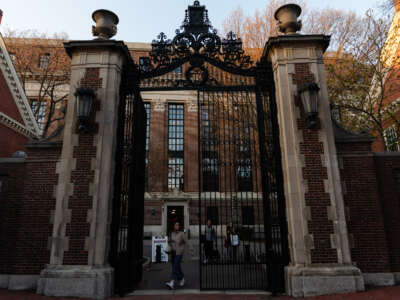 People leave Harvard University on April 17, 2025, in Cambridge, Massachusetts.