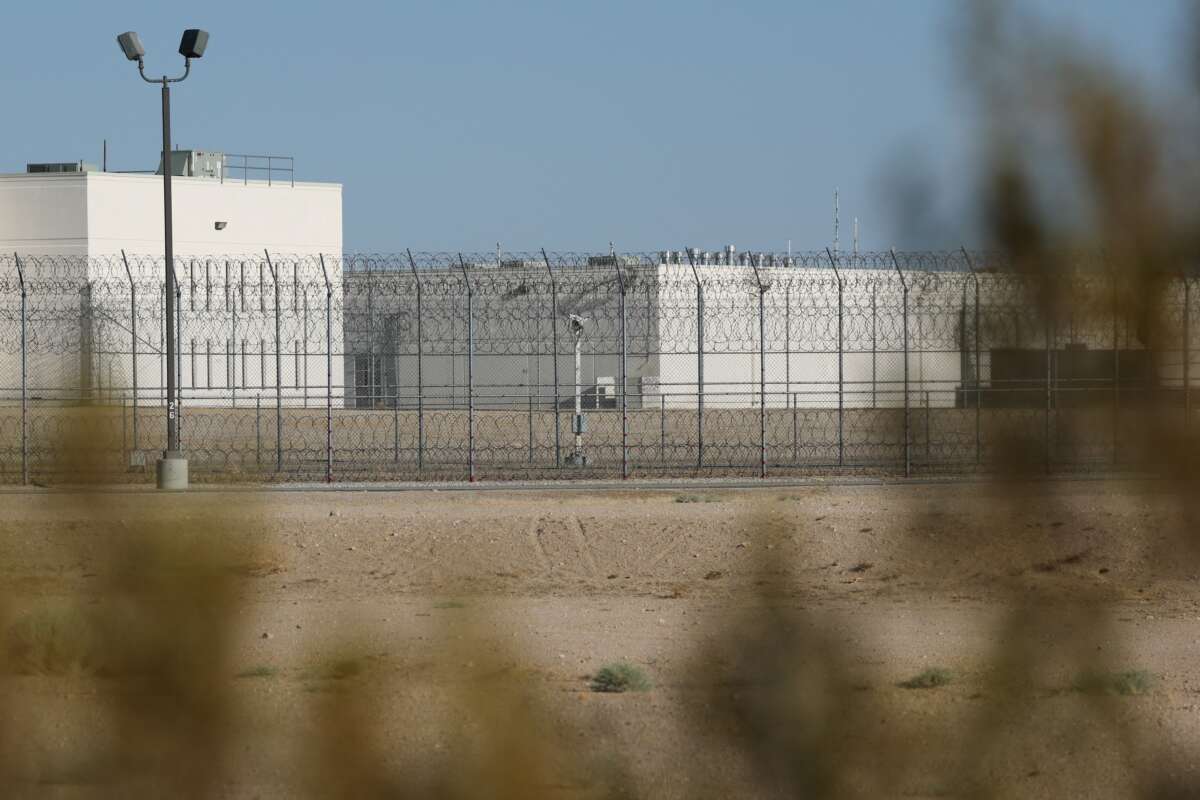 The CoreCivic, Inc. California City Immigration Processing Center stands in the Kern County desert awaiting reopening as a federal immigrant detention facility under contract with Immigration and Customs Enforcement in California City, California, on July 10, 2025.