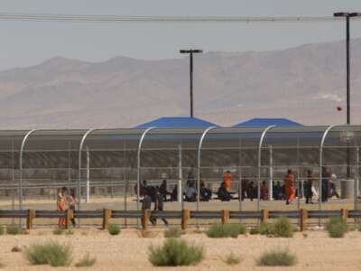 Imprisoned immigrants are seen at the Immigration and Customs Enforcement Adelanto Detention Facility on September 6, 2016, in Adelanto, California.