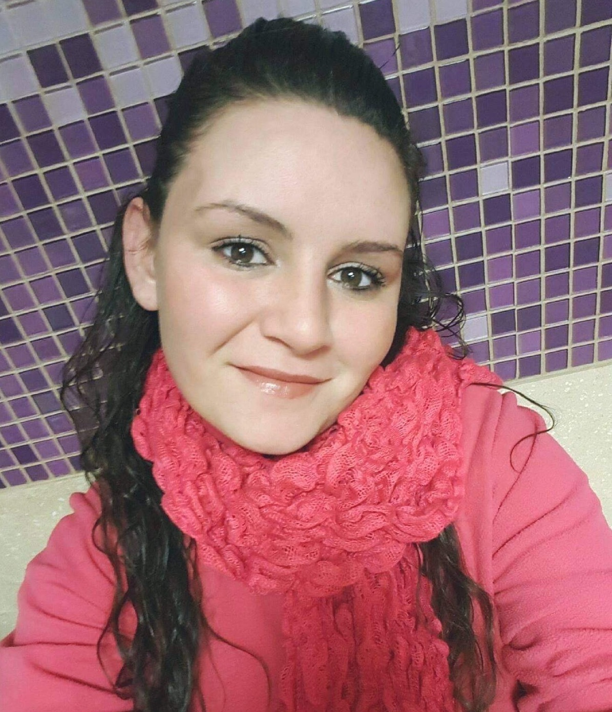 Keeley Schenwar in pink scarf